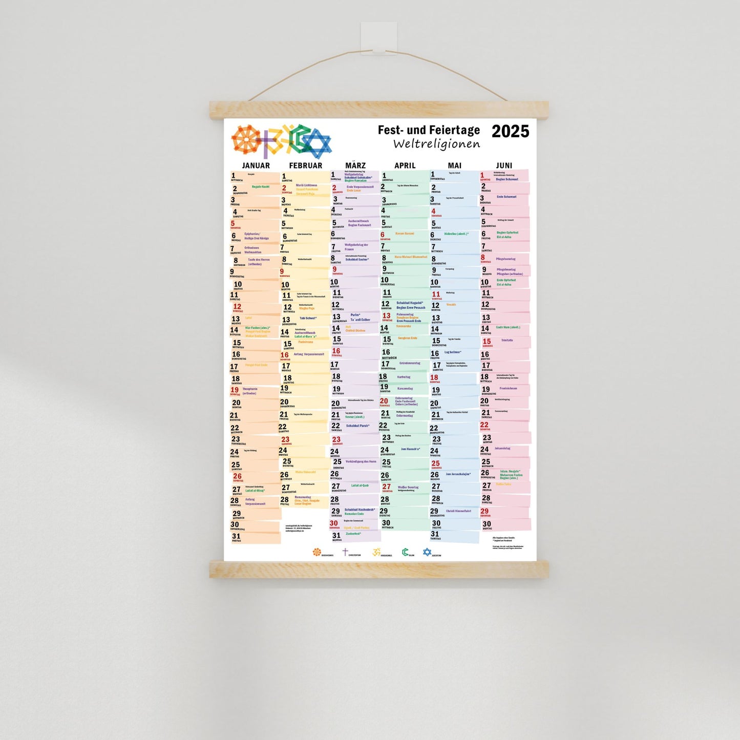 Poster Weltreligionenkalender 2025